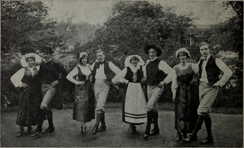 An illustration from Folk games of Denmark and Sweden for school, playground and social center, 1915, leaf 57