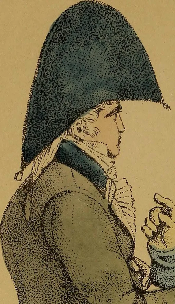 An illustration from The follies & fashions of our grandfathers (1807) Embellished with thirty-seven whole-page plates including ladies' and gentlemen's dress ... sporting and coaching scenes ... fanciful prints, portraits of celebrities, etc., 1886, leaf 11