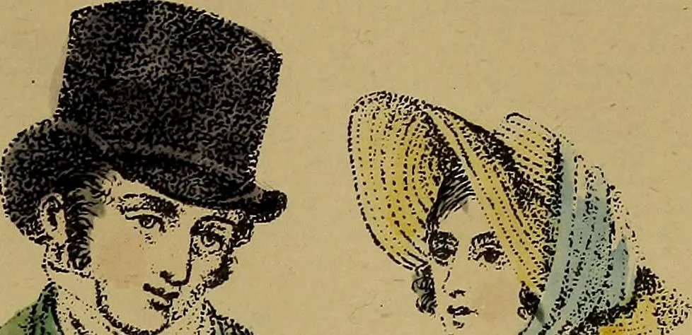 An illustration from The follies & fashions of our grandfathers (1807) Embellished with thirty-seven whole-page plates including ladies' and gentlemen's dress ... sporting and coaching scenes ... fanciful prints, portraits of celebrities, etc., 1886, leaf 126