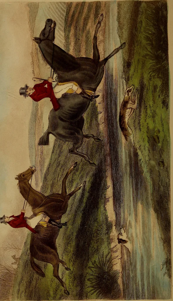 An illustration from The follies & fashions of our grandfathers (1807) Embellished with thirty-seven whole-page plates including ladies' and gentlemen's dress ... sporting and coaching scenes ... fanciful prints, portraits of celebrities, etc., 1886, leaf 211