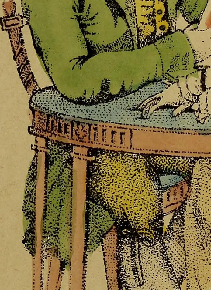 An illustration from The follies & fashions of our grandfathers (1807) Embellished with thirty-seven whole-page plates including ladies' and gentlemen's dress ... sporting and coaching scenes ... fanciful prints, portraits of celebrities, etc., 1886, leaf 444