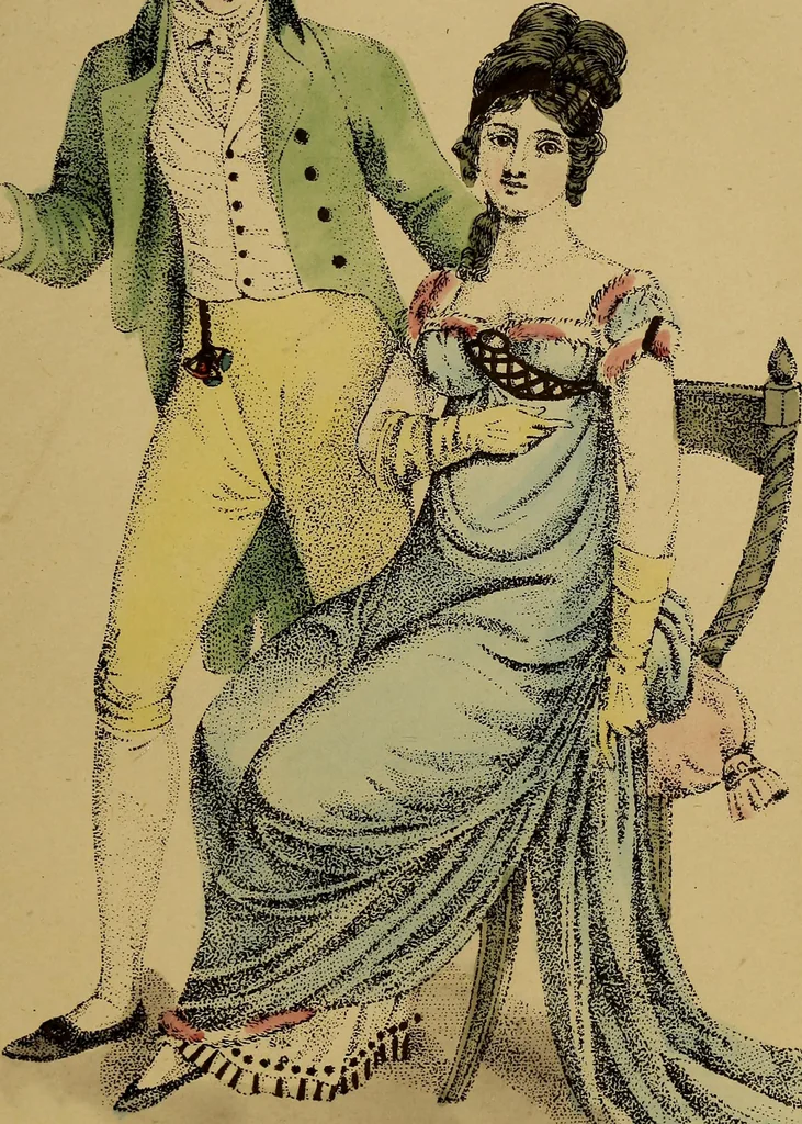 An illustration from The follies & fashions of our grandfathers (1807) Embellished with thirty-seven whole-page plates including ladies' and gentlemen's dress ... sporting and coaching scenes ... fanciful prints, portraits of celebrities, etc., 1886, leaf 92