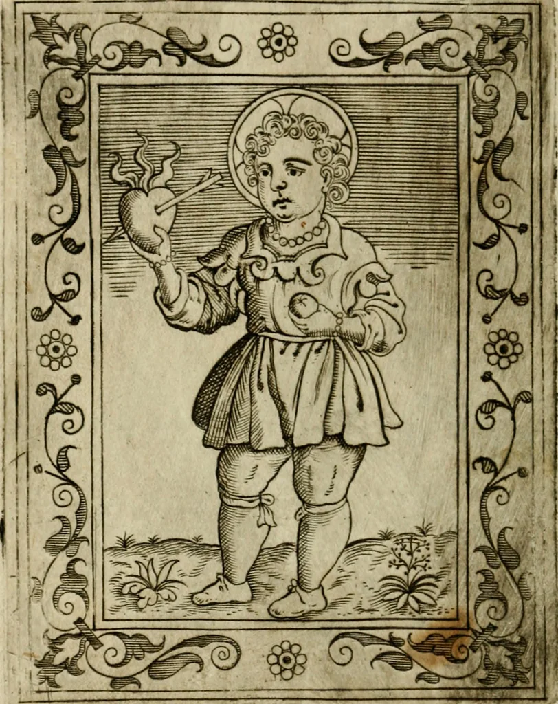 An illustration from Fortezza reale del cuore humano : battuta soauemente, saettata amorosamente, superata gloriosamente, e posseduta & ornata gratiosamente dall' amoroso Giesù : disegnata in figure con alcune brieui ma affettuose meditationi et altri tanti soliloquij, 1628, leaf 107