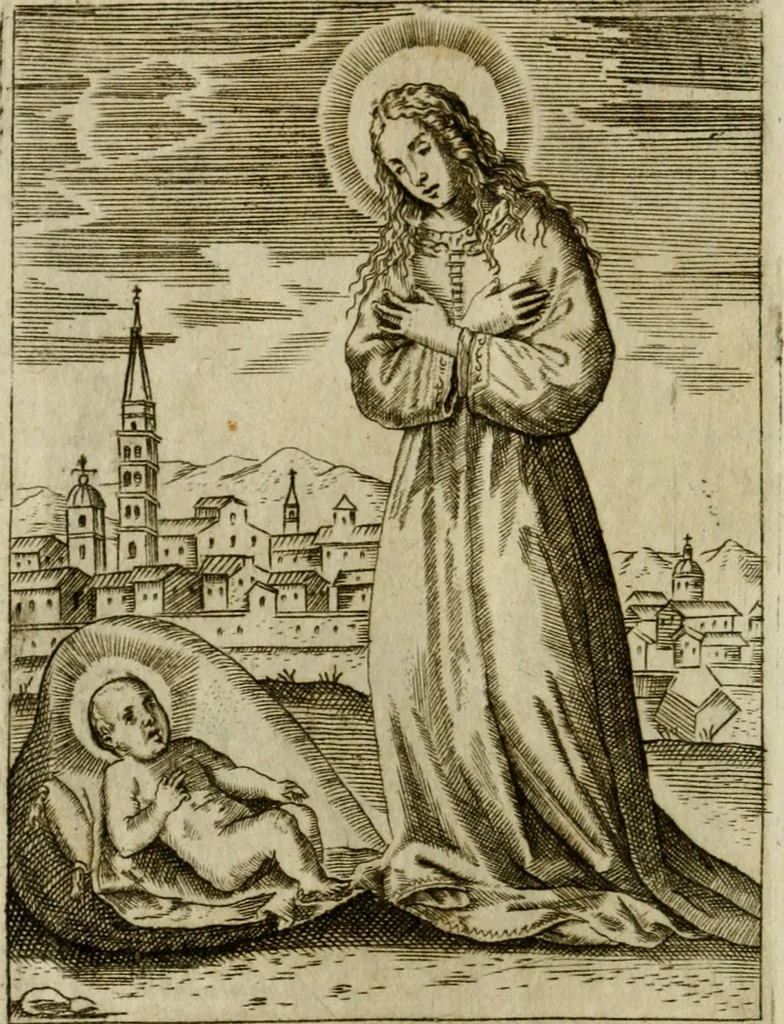 An illustration from Fortezza reale del cuore humano : battuta soauemente, saettata amorosamente, superata gloriosamente, e posseduta & ornata gratiosamente dall' amoroso Giesù : disegnata in figure con alcune brieui ma affettuose meditationi et altri tanti soliloquij, 1628, leaf 21