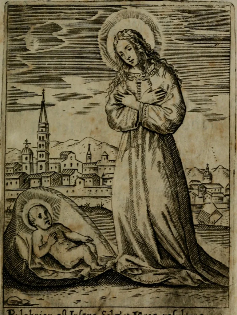 An illustration from Fortezza reale del cuore humano : battuta soauemente, saettata amorosamente, superata gloriosamente, e posseduta & ornata gratiosamente dall' amoroso Giesù : disegnata in figure con alcune brieui ma affettuose meditationi et altri tanti soliloquij, 1628, leaf 18