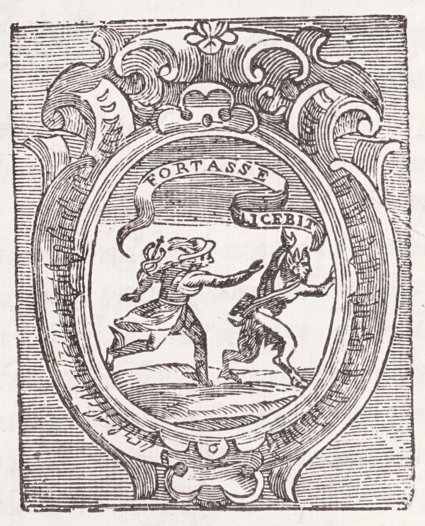 An illustration from Fortunii Liceti ... Ad Syringam Publilianam encyclopaedia : in qua Publilij Fistula describitur explicaturq[ue] tactis vetustioribus poematijs sphęrę, throni, labyrinthi, ac pepli, 1635, leaf 3
