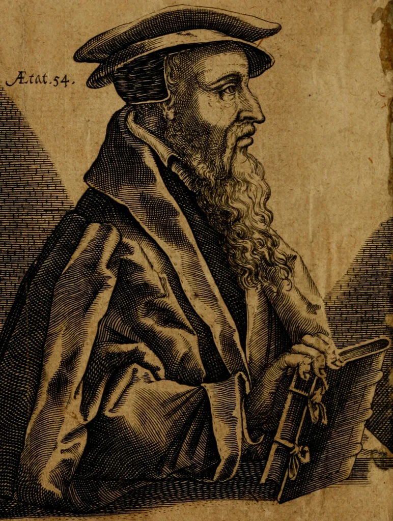 An illustration from Foure Godlye sermons agaynst the pollution of idolatries : comforting men in persecutions, and teachyng them what commodities thei shal find in Christes church : which were preached in French by the moste famous clarke Jhon Calvyne : and translated fyrst into Latine and afterward into Englishe by divers Godly learned men, 1561, leaf 9
