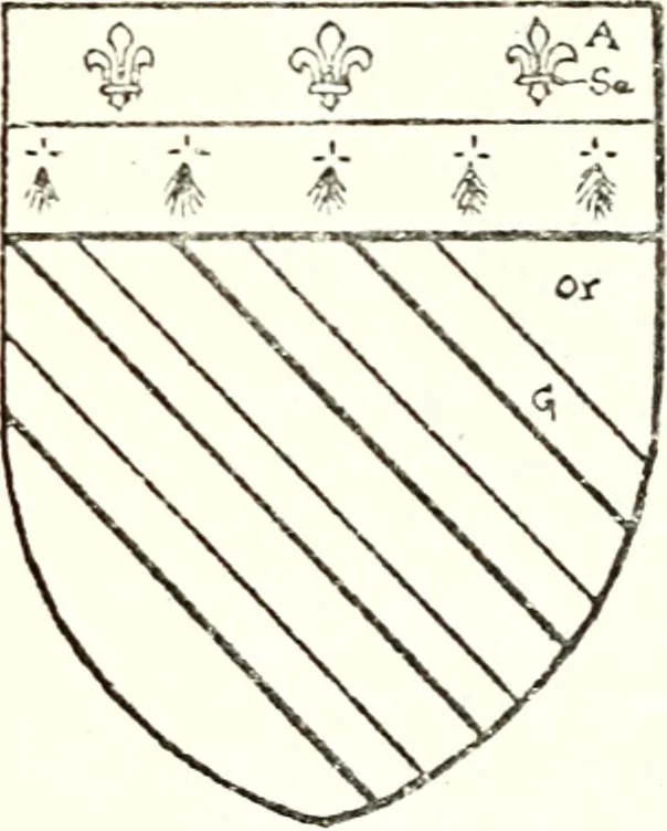 An illustration from The four visitations of Berkshire made and taken by Thomas Benolte, Clarnceuc, anno 1532; by William Harvey, Clarnceux, anno 1566; by Henry Chiting, Chester herald, and John Philipott, Rouge dragon, for William Camden, Clarenceux, anno 1623; and by Elias Ashmole, Windsor herald, for Sir Edward Bysshe, Clarenceux, anno 1665-66, 1907, leaf 265