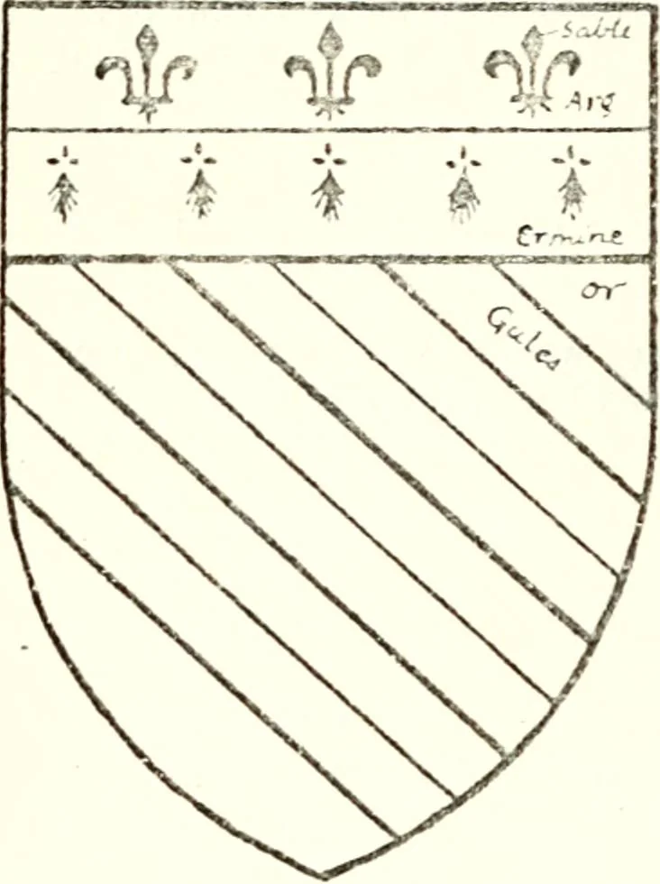An illustration from The four visitations of Berkshire made and taken by Thomas Benolte, Clarnceuc, anno 1532; by William Harvey, Clarnceux, anno 1566; by Henry Chiting, Chester herald, and John Philipott, Rouge dragon, for William Camden, Clarenceux, anno 1623; and by Elias Ashmole, Windsor herald, for Sir Edward Bysshe, Clarenceux, anno 1665-66, 1907, leaf 267
