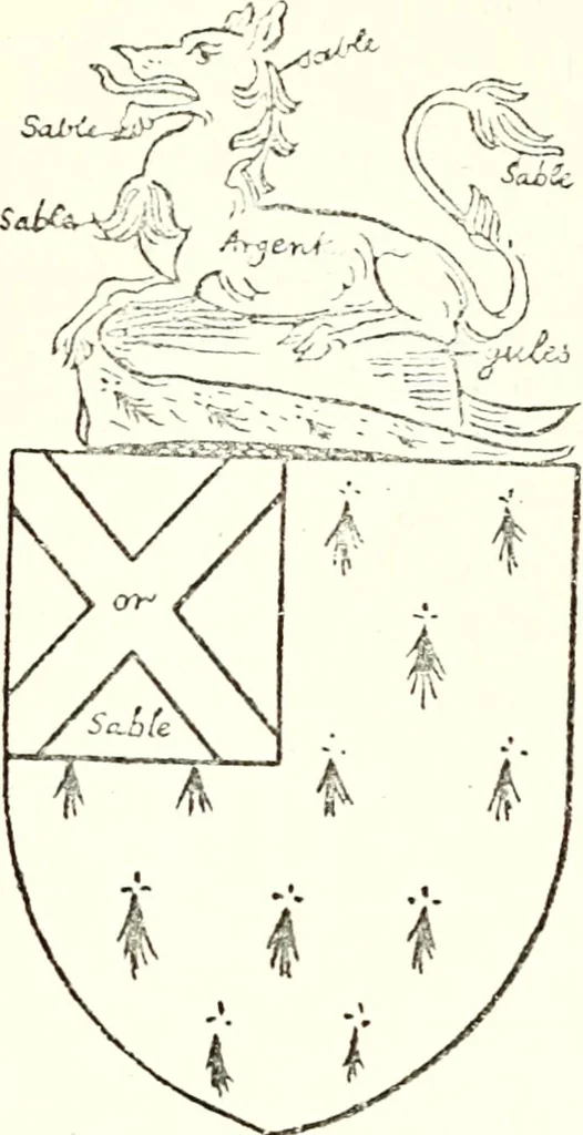 An illustration from The four visitations of Berkshire made and taken by Thomas Benolte, Clarnceuc, anno 1532; by William Harvey, Clarnceux, anno 1566; by Henry Chiting, Chester herald, and John Philipott, Rouge dragon, for William Camden, Clarenceux, anno 1623; and by Elias Ashmole, Windsor herald, for Sir Edward Bysshe, Clarenceux, anno 1665-66, 1907, leaf 295