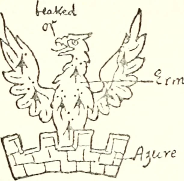An illustration from The four visitations of Berkshire made and taken by Thomas Benolte, Clarnceuc, anno 1532; by William Harvey, Clarnceux, anno 1566; by Henry Chiting, Chester herald, and John Philipott, Rouge dragon, for William Camden, Clarenceux, anno 1623; and by Elias Ashmole, Windsor herald, for Sir Edward Bysshe, Clarenceux, anno 1665-66, 1907, leaf 303