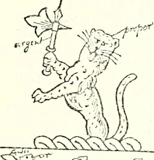 An illustration from The four visitations of Berkshire made and taken by Thomas Benolte, Clarnceuc, anno 1532; by William Harvey, Clarnceux, anno 1566; by Henry Chiting, Chester herald, and John Philipott, Rouge dragon, for William Camden, Clarenceux, anno 1623; and by Elias Ashmole, Windsor herald, for Sir Edward Bysshe, Clarenceux, anno 1665-66, 1907, leaf 321