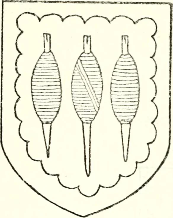 An illustration from The four visitations of Berkshire made and taken by Thomas Benolte, Clarnceuc, anno 1532; by William Harvey, Clarnceux, anno 1566; by Henry Chiting, Chester herald, and John Philipott, Rouge dragon, for William Camden, Clarenceux, anno 1623; and by Elias Ashmole, Windsor herald, for Sir Edward Bysshe, Clarenceux, anno 1665-66, 1907, leaf 335