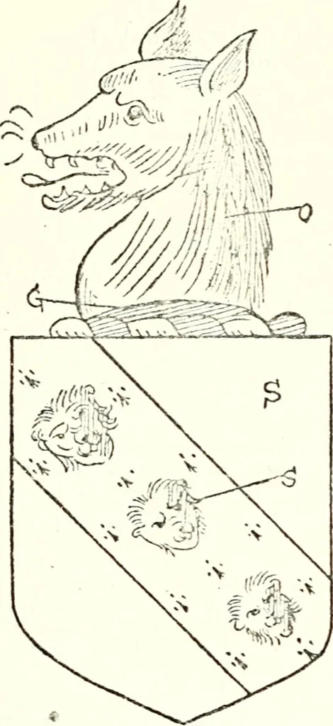 An illustration from The four visitations of Berkshire made and taken by Thomas Benolte, Clarnceuc, anno 1532; by William Harvey, Clarnceux, anno 1566; by Henry Chiting, Chester herald, and John Philipott, Rouge dragon, for William Camden, Clarenceux, anno 1623; and by Elias Ashmole, Windsor herald, for Sir Edward Bysshe, Clarenceux, anno 1665-66, 1907, leaf 359