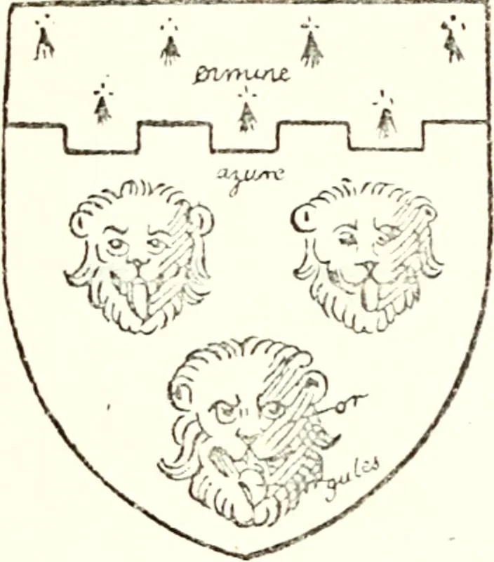 An illustration from The four visitations of Berkshire made and taken by Thomas Benolte, Clarnceuc, anno 1532; by William Harvey, Clarnceux, anno 1566; by Henry Chiting, Chester herald, and John Philipott, Rouge dragon, for William Camden, Clarenceux, anno 1623; and by Elias Ashmole, Windsor herald, for Sir Edward Bysshe, Clarenceux, anno 1665-66, 1907, leaf 387