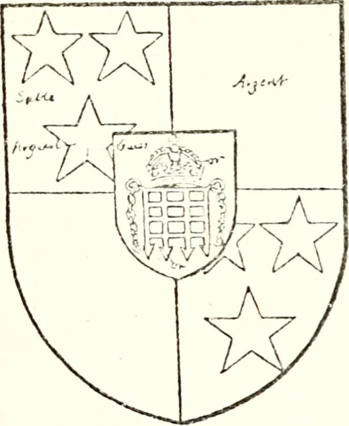 An illustration from The four visitations of Berkshire made and taken by Thomas Benolte, Clarnceuc, anno 1532; by William Harvey, Clarnceux, anno 1566; by Henry Chiting, Chester herald, and John Philipott, Rouge dragon, for William Camden, Clarenceux, anno 1623; and by Elias Ashmole, Windsor herald, for Sir Edward Bysshe, Clarenceux, anno 1665-66, 1907, leaf 395