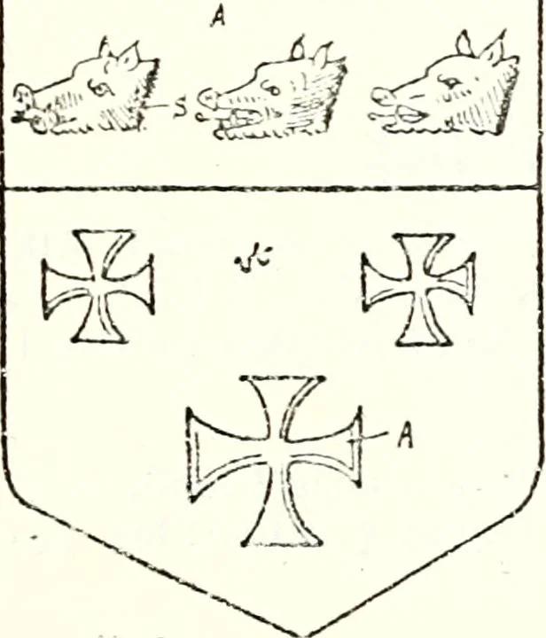 An illustration from The four visitations of Berkshire made and taken by Thomas Benolte, Clarnceuc, anno 1532; by William Harvey, Clarnceux, anno 1566; by Henry Chiting, Chester herald, and John Philipott, Rouge dragon, for William Camden, Clarenceux, anno 1623; and by Elias Ashmole, Windsor herald, for Sir Edward Bysshe, Clarenceux, anno 1665-66, 1907, leaf 401