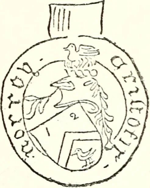An illustration from The four visitations of Berkshire made and taken by Thomas Benolte, Clarnceuc, anno 1532; by William Harvey, Clarnceux, anno 1566; by Henry Chiting, Chester herald, and John Philipott, Rouge dragon, for William Camden, Clarenceux, anno 1623; and by Elias Ashmole, Windsor herald, for Sir Edward Bysshe, Clarenceux, anno 1665-66, 1907, leaf 429
