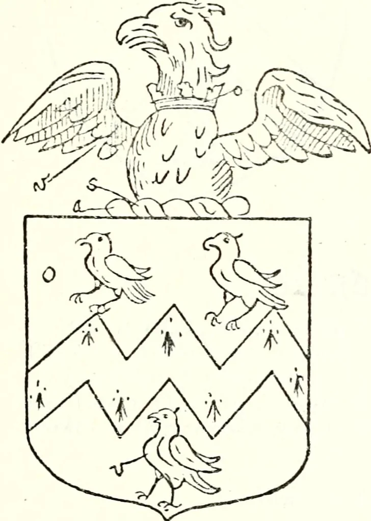 An illustration from The four visitations of Berkshire made and taken by Thomas Benolte, Clarnceuc, anno 1532; by William Harvey, Clarnceux, anno 1566; by Henry Chiting, Chester herald, and John Philipott, Rouge dragon, for William Camden, Clarenceux, anno 1623; and by Elias Ashmole, Windsor herald, for Sir Edward Bysshe, Clarenceux, anno 1665-66, 1907, leaf 431