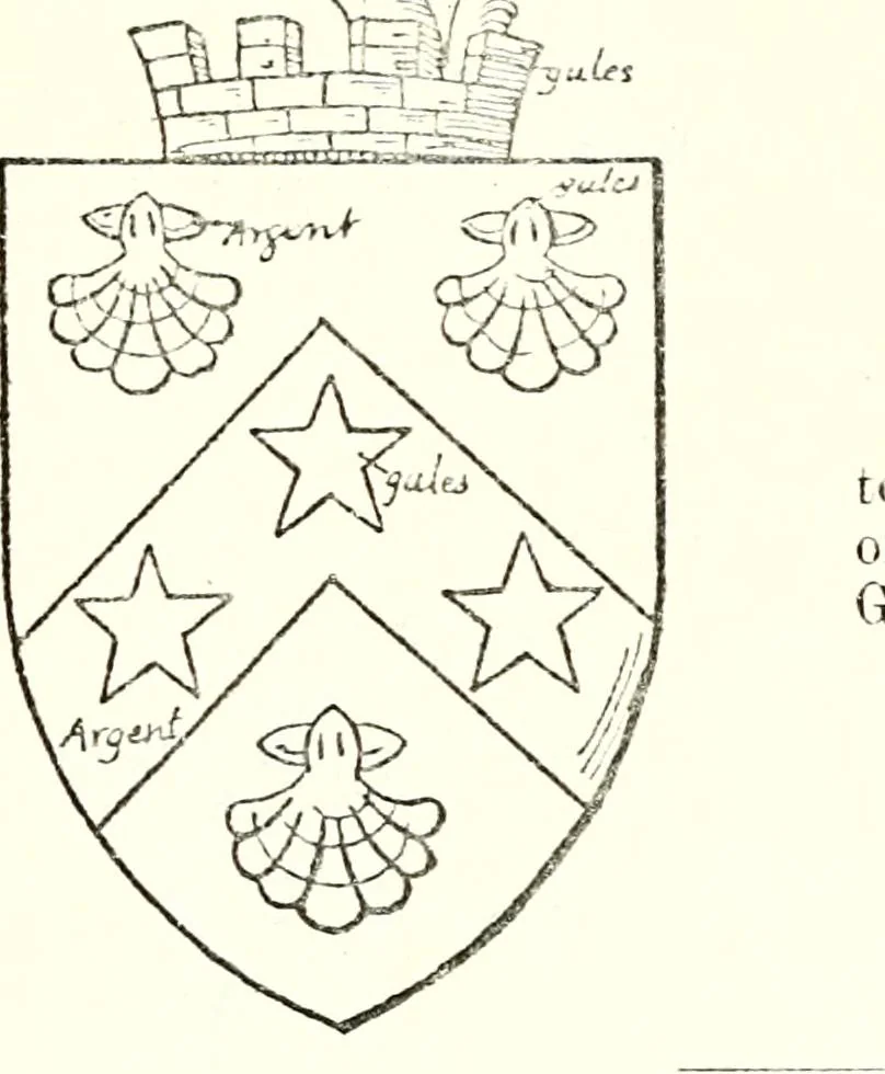 An illustration from The four visitations of Berkshire made and taken by Thomas Benolte, Clarnceuc, anno 1532; by William Harvey, Clarnceux, anno 1566; by Henry Chiting, Chester herald, and John Philipott, Rouge dragon, for William Camden, Clarenceux, anno 1623; and by Elias Ashmole, Windsor herald, for Sir Edward Bysshe, Clarenceux, anno 1665-66, 1907, leaf 445