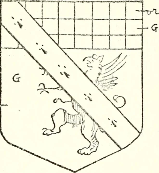 An illustration from The four visitations of Berkshire made and taken by Thomas Benolte, Clarnceuc, anno 1532; by William Harvey, Clarnceux, anno 1566; by Henry Chiting, Chester herald, and John Philipott, Rouge dragon, for William Camden, Clarenceux, anno 1623; and by Elias Ashmole, Windsor herald, for Sir Edward Bysshe, Clarenceux, anno 1665-66, 1907, leaf 477