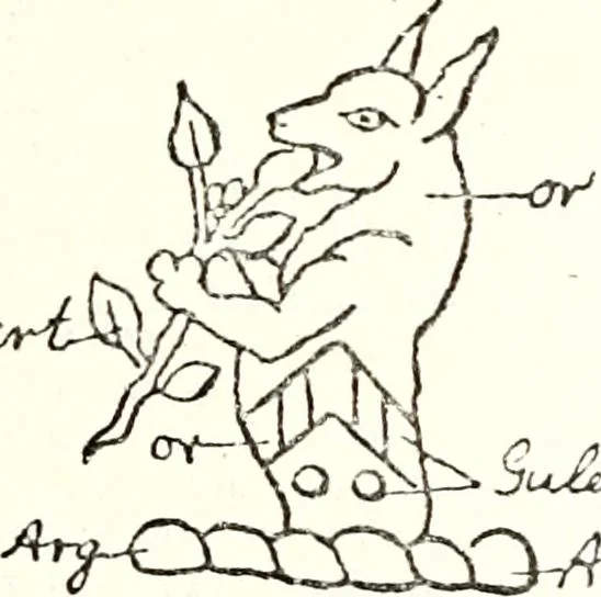 An illustration from The four visitations of Berkshire made and taken by Thomas Benolte, Clarnceuc, anno 1532; by William Harvey, Clarnceux, anno 1566; by Henry Chiting, Chester herald, and John Philipott, Rouge dragon, for William Camden, Clarenceux, anno 1623; and by Elias Ashmole, Windsor herald, for Sir Edward Bysshe, Clarenceux, anno 1665-66, 1907, leaf 499