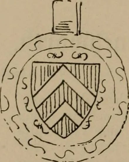 An illustration from The four visitations of Berkshire made and taken by Thomas Benolte, Clarnceuc, anno 1532; by William Harvey, Clarnceux, anno 1566; by Henry Chiting, Chester herald, and John Philipott, Rouge dragon, for William Camden, Clarenceux, anno 1623; and by Elias Ashmole, Windsor herald, for Sir Edward Bysshe, Clarenceux, anno 1665-66, 1907, leaf 112