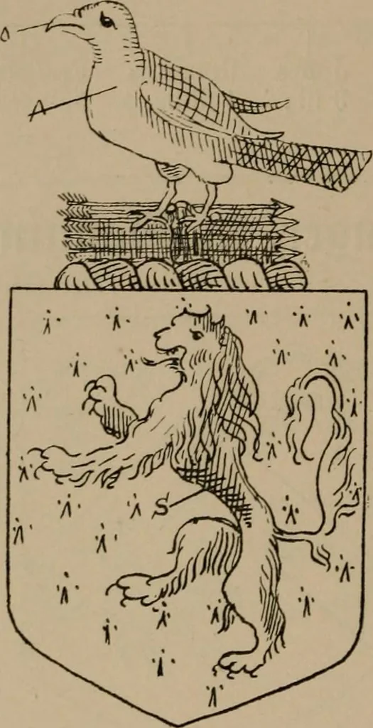 An illustration from The four visitations of Berkshire made and taken by Thomas Benolte, Clarnceuc, anno 1532; by William Harvey, Clarnceux, anno 1566; by Henry Chiting, Chester herald, and John Philipott, Rouge dragon, for William Camden, Clarenceux, anno 1623; and by Elias Ashmole, Windsor herald, for Sir Edward Bysshe, Clarenceux, anno 1665-66, 1907, leaf 124