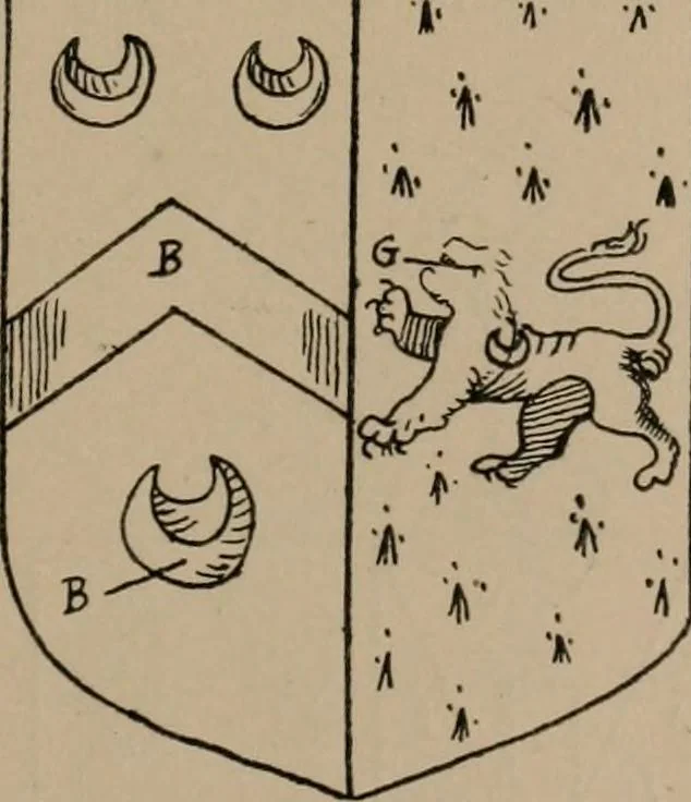 An illustration from The four visitations of Berkshire made and taken by Thomas Benolte, Clarnceuc, anno 1532; by William Harvey, Clarnceux, anno 1566; by Henry Chiting, Chester herald, and John Philipott, Rouge dragon, for William Camden, Clarenceux, anno 1623; and by Elias Ashmole, Windsor herald, for Sir Edward Bysshe, Clarenceux, anno 1665-66, 1907, leaf 137