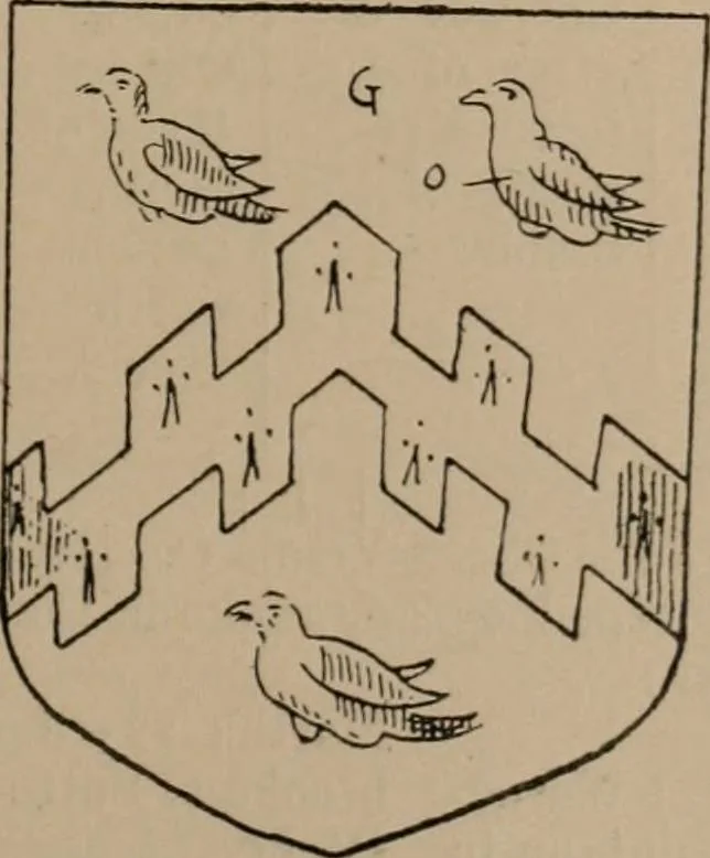 An illustration from The four visitations of Berkshire made and taken by Thomas Benolte, Clarnceuc, anno 1532; by William Harvey, Clarnceux, anno 1566; by Henry Chiting, Chester herald, and John Philipott, Rouge dragon, for William Camden, Clarenceux, anno 1623; and by Elias Ashmole, Windsor herald, for Sir Edward Bysshe, Clarenceux, anno 1665-66, 1907, leaf 169