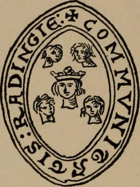 An illustration from The four visitations of Berkshire made and taken by Thomas Benolte, Clarnceuc, anno 1532; by William Harvey, Clarnceux, anno 1566; by Henry Chiting, Chester herald, and John Philipott, Rouge dragon, for William Camden, Clarenceux, anno 1623; and by Elias Ashmole, Windsor herald, for Sir Edward Bysshe, Clarenceux, anno 1665-66, 1907, leaf 174