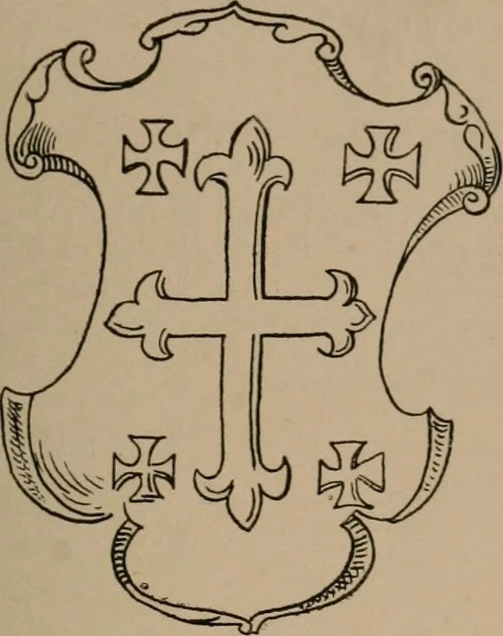 An illustration from The four visitations of Berkshire made and taken by Thomas Benolte, Clarnceuc, anno 1532; by William Harvey, Clarnceux, anno 1566; by Henry Chiting, Chester herald, and John Philipott, Rouge dragon, for William Camden, Clarenceux, anno 1623; and by Elias Ashmole, Windsor herald, for Sir Edward Bysshe, Clarenceux, anno 1665-66, 1907, leaf 175
