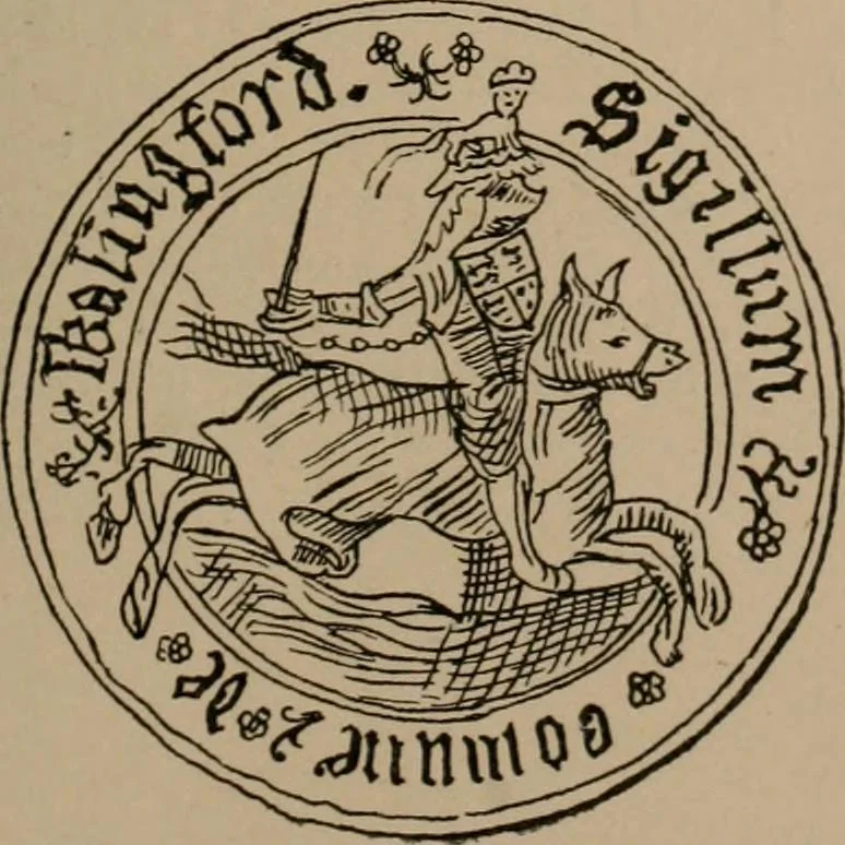 An illustration from The four visitations of Berkshire made and taken by Thomas Benolte, Clarnceuc, anno 1532; by William Harvey, Clarnceux, anno 1566; by Henry Chiting, Chester herald, and John Philipott, Rouge dragon, for William Camden, Clarenceux, anno 1623; and by Elias Ashmole, Windsor herald, for Sir Edward Bysshe, Clarenceux, anno 1665-66, 1907, leaf 175