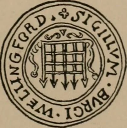 An illustration from The four visitations of Berkshire made and taken by Thomas Benolte, Clarnceuc, anno 1532; by William Harvey, Clarnceux, anno 1566; by Henry Chiting, Chester herald, and John Philipott, Rouge dragon, for William Camden, Clarenceux, anno 1623; and by Elias Ashmole, Windsor herald, for Sir Edward Bysshe, Clarenceux, anno 1665-66, 1907, leaf 175
