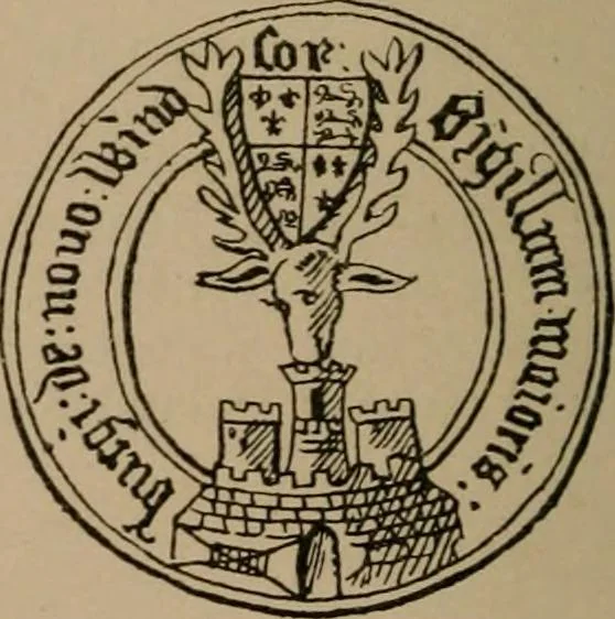 An illustration from The four visitations of Berkshire made and taken by Thomas Benolte, Clarnceuc, anno 1532; by William Harvey, Clarnceux, anno 1566; by Henry Chiting, Chester herald, and John Philipott, Rouge dragon, for William Camden, Clarenceux, anno 1623; and by Elias Ashmole, Windsor herald, for Sir Edward Bysshe, Clarenceux, anno 1665-66, 1907, leaf 176