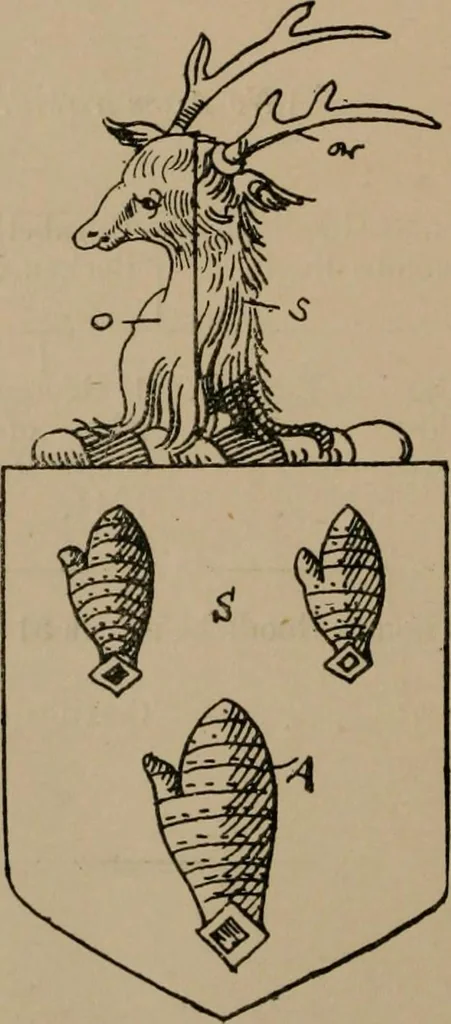 An illustration from The four visitations of Berkshire made and taken by Thomas Benolte, Clarnceuc, anno 1532; by William Harvey, Clarnceux, anno 1566; by Henry Chiting, Chester herald, and John Philipott, Rouge dragon, for William Camden, Clarenceux, anno 1623; and by Elias Ashmole, Windsor herald, for Sir Edward Bysshe, Clarenceux, anno 1665-66, 1907, leaf 238