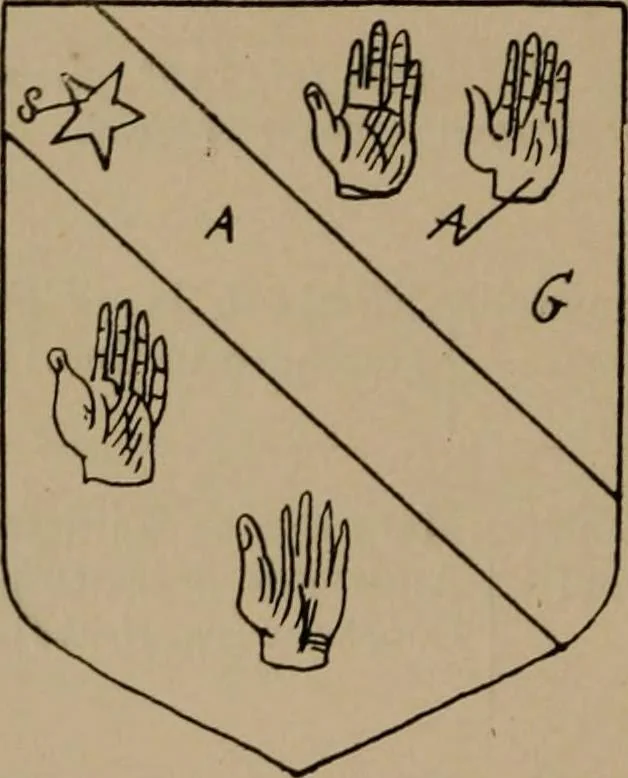An illustration from The four visitations of Berkshire made and taken by Thomas Benolte, Clarnceuc, anno 1532; by William Harvey, Clarnceux, anno 1566; by Henry Chiting, Chester herald, and John Philipott, Rouge dragon, for William Camden, Clarenceux, anno 1623; and by Elias Ashmole, Windsor herald, for Sir Edward Bysshe, Clarenceux, anno 1665-66, 1907, leaf 264