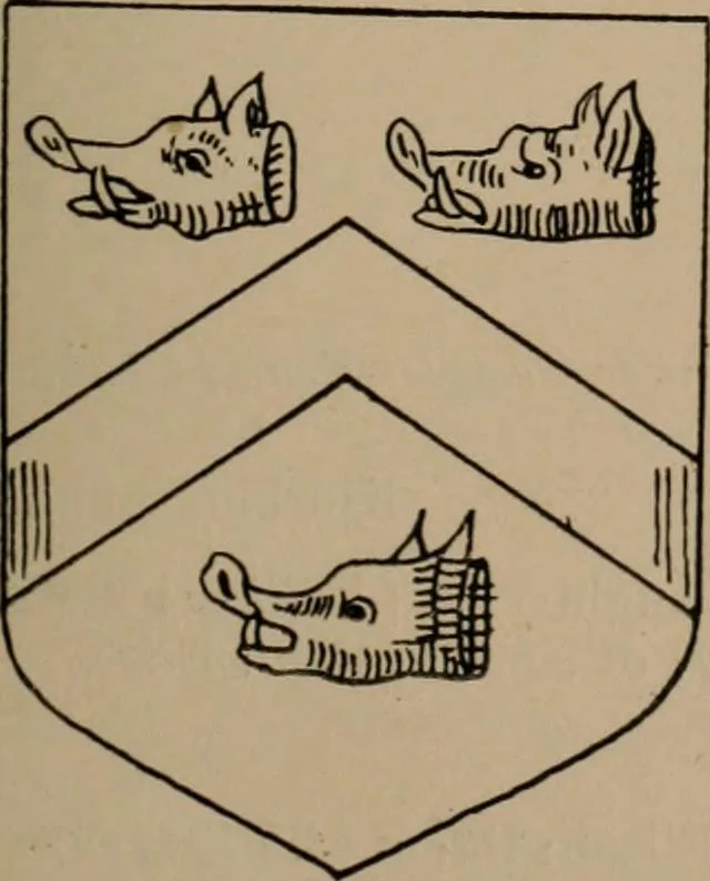 An illustration from The four visitations of Berkshire made and taken by Thomas Benolte, Clarnceuc, anno 1532; by William Harvey, Clarnceux, anno 1566; by Henry Chiting, Chester herald, and John Philipott, Rouge dragon, for William Camden, Clarenceux, anno 1623; and by Elias Ashmole, Windsor herald, for Sir Edward Bysshe, Clarenceux, anno 1665-66, 1907, leaf 267