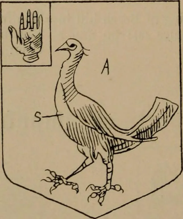 An illustration from The four visitations of Berkshire made and taken by Thomas Benolte, Clarnceuc, anno 1532; by William Harvey, Clarnceux, anno 1566; by Henry Chiting, Chester herald, and John Philipott, Rouge dragon, for William Camden, Clarenceux, anno 1623; and by Elias Ashmole, Windsor herald, for Sir Edward Bysshe, Clarenceux, anno 1665-66, 1907, leaf 268
