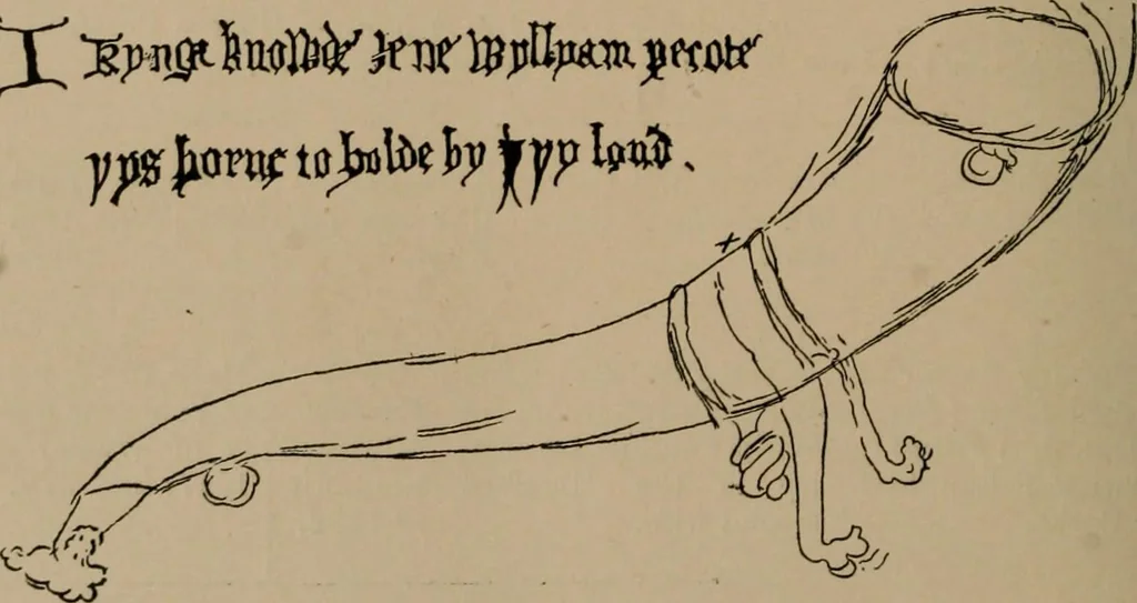 An illustration from The four visitations of Berkshire made and taken by Thomas Benolte, Clarnceuc, anno 1532; by William Harvey, Clarnceux, anno 1566; by Henry Chiting, Chester herald, and John Philipott, Rouge dragon, for William Camden, Clarenceux, anno 1623; and by Elias Ashmole, Windsor herald, for Sir Edward Bysshe, Clarenceux, anno 1665-66, 1907, leaf 290