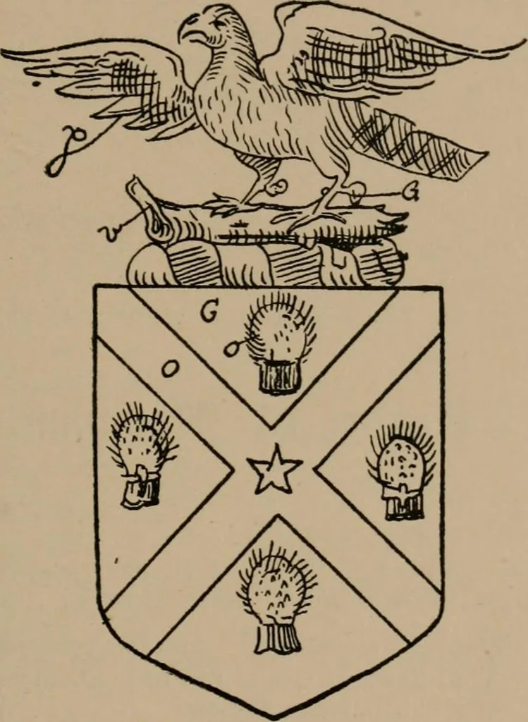 An illustration from The four visitations of Berkshire made and taken by Thomas Benolte, Clarnceuc, anno 1532; by William Harvey, Clarnceux, anno 1566; by Henry Chiting, Chester herald, and John Philipott, Rouge dragon, for William Camden, Clarenceux, anno 1623; and by Elias Ashmole, Windsor herald, for Sir Edward Bysshe, Clarenceux, anno 1665-66, 1907, leaf 293