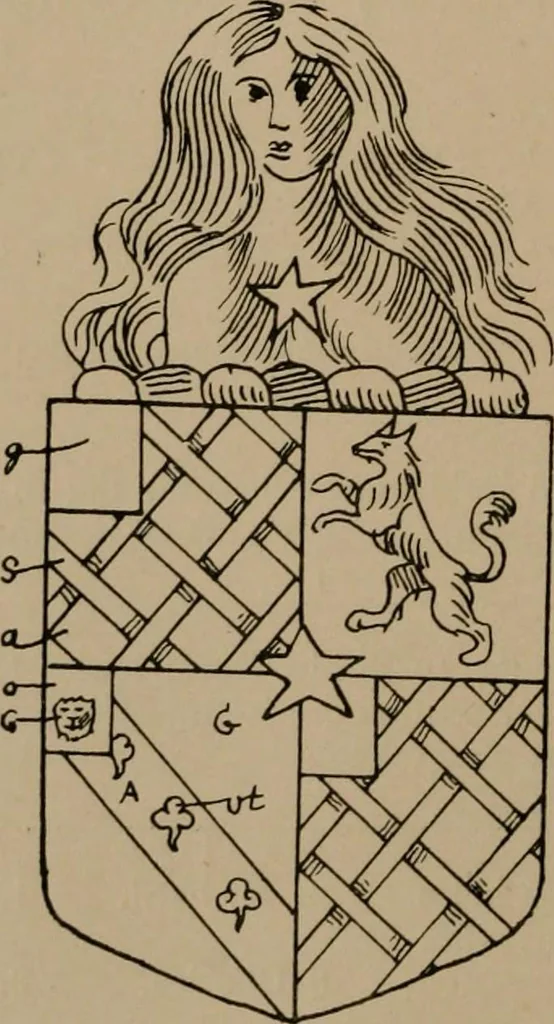 An illustration from The four visitations of Berkshire made and taken by Thomas Benolte, Clarnceuc, anno 1532; by William Harvey, Clarnceux, anno 1566; by Henry Chiting, Chester herald, and John Philipott, Rouge dragon, for William Camden, Clarenceux, anno 1623; and by Elias Ashmole, Windsor herald, for Sir Edward Bysshe, Clarenceux, anno 1665-66, 1907, leaf 296