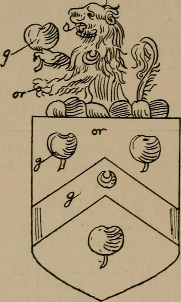 An illustration from The four visitations of Berkshire made and taken by Thomas Benolte, Clarnceuc, anno 1532; by William Harvey, Clarnceux, anno 1566; by Henry Chiting, Chester herald, and John Philipott, Rouge dragon, for William Camden, Clarenceux, anno 1623; and by Elias Ashmole, Windsor herald, for Sir Edward Bysshe, Clarenceux, anno 1665-66, 1907, leaf 306