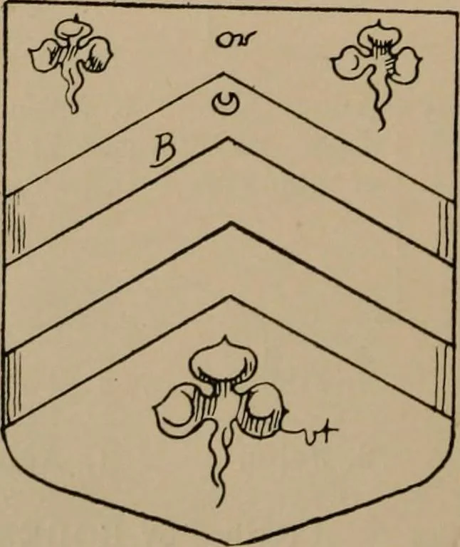 An illustration from The four visitations of Berkshire made and taken by Thomas Benolte, Clarnceuc, anno 1532; by William Harvey, Clarnceux, anno 1566; by Henry Chiting, Chester herald, and John Philipott, Rouge dragon, for William Camden, Clarenceux, anno 1623; and by Elias Ashmole, Windsor herald, for Sir Edward Bysshe, Clarenceux, anno 1665-66, 1907, leaf 308