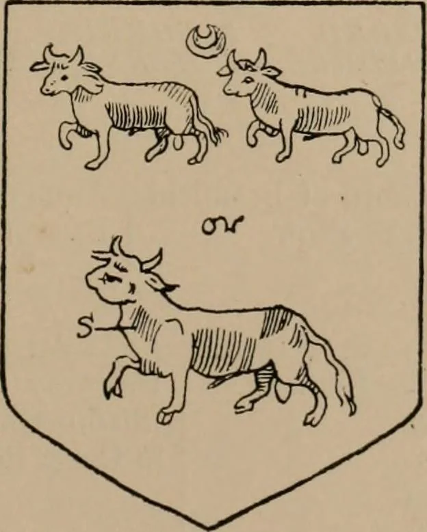 An illustration from The four visitations of Berkshire made and taken by Thomas Benolte, Clarnceuc, anno 1532; by William Harvey, Clarnceux, anno 1566; by Henry Chiting, Chester herald, and John Philipott, Rouge dragon, for William Camden, Clarenceux, anno 1623; and by Elias Ashmole, Windsor herald, for Sir Edward Bysshe, Clarenceux, anno 1665-66, 1907, leaf 309
