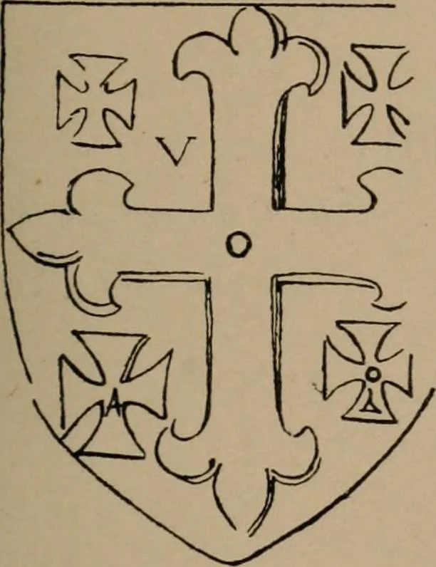 An illustration from The four visitations of Berkshire made and taken by Thomas Benolte, Clarnceuc, anno 1532; by William Harvey, Clarnceux, anno 1566; by Henry Chiting, Chester herald, and John Philipott, Rouge dragon, for William Camden, Clarenceux, anno 1623; and by Elias Ashmole, Windsor herald, for Sir Edward Bysshe, Clarenceux, anno 1665-66, 1907, leaf 35