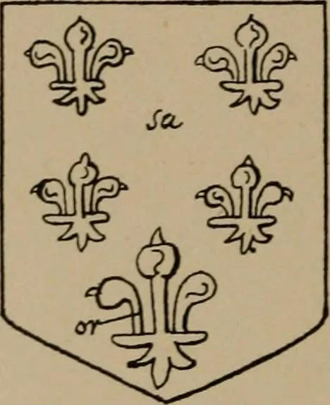 An illustration from The four visitations of Berkshire made and taken by Thomas Benolte, Clarnceuc, anno 1532; by William Harvey, Clarnceux, anno 1566; by Henry Chiting, Chester herald, and John Philipott, Rouge dragon, for William Camden, Clarenceux, anno 1623; and by Elias Ashmole, Windsor herald, for Sir Edward Bysshe, Clarenceux, anno 1665-66, 1907, leaf 390