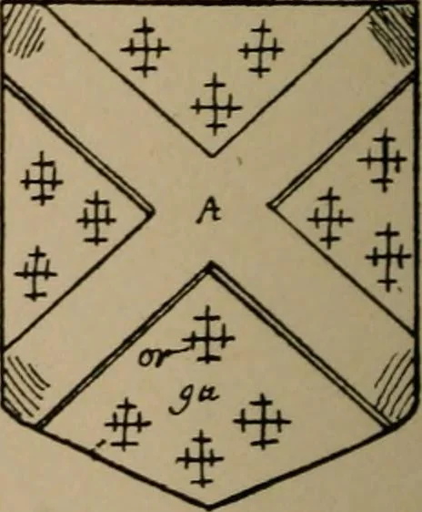 An illustration from The four visitations of Berkshire made and taken by Thomas Benolte, Clarnceuc, anno 1532; by William Harvey, Clarnceux, anno 1566; by Henry Chiting, Chester herald, and John Philipott, Rouge dragon, for William Camden, Clarenceux, anno 1623; and by Elias Ashmole, Windsor herald, for Sir Edward Bysshe, Clarenceux, anno 1665-66, 1907, leaf 390