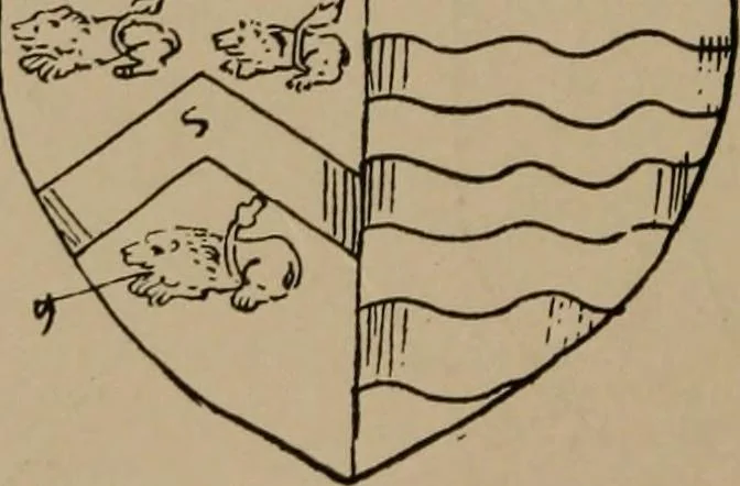 An illustration from The four visitations of Berkshire made and taken by Thomas Benolte, Clarnceuc, anno 1532; by William Harvey, Clarnceux, anno 1566; by Henry Chiting, Chester herald, and John Philipott, Rouge dragon, for William Camden, Clarenceux, anno 1623; and by Elias Ashmole, Windsor herald, for Sir Edward Bysshe, Clarenceux, anno 1665-66, 1907, leaf 44