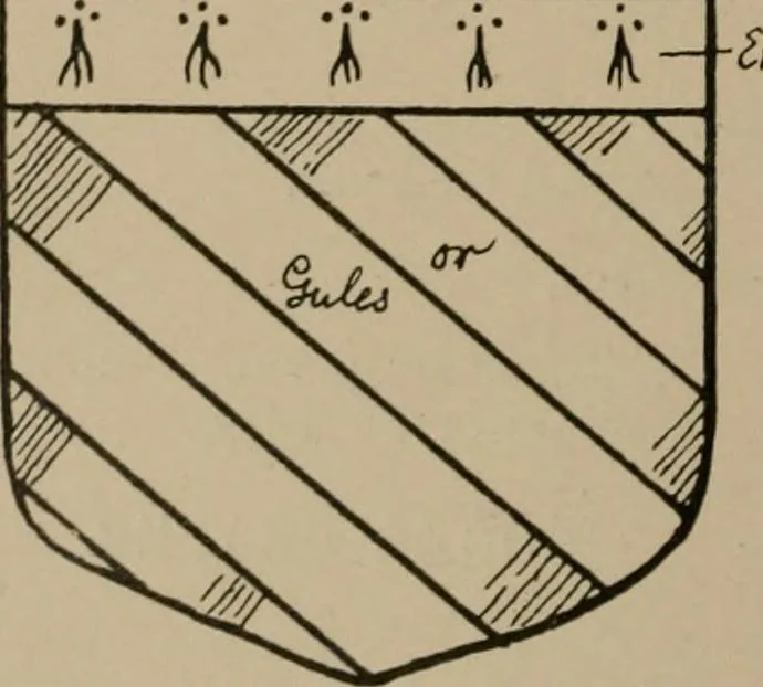 An illustration from The four visitations of Berkshire made and taken by Thomas Benolte, Clarnceuc, anno 1532; by William Harvey, Clarnceux, anno 1566; by Henry Chiting, Chester herald, and John Philipott, Rouge dragon, for William Camden, Clarenceux, anno 1623; and by Elias Ashmole, Windsor herald, for Sir Edward Bysshe, Clarenceux, anno 1665-66, 1907, leaf 508